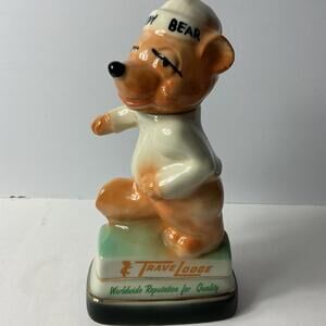 Vintage Jim Beam Whiskey Decanter Travelodge Hotel Sleepy Bear 1972 Regal China